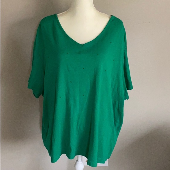 Quacker Factory Tops - Quacker Factory Top Green Sequin Top Blouse Sz 3X